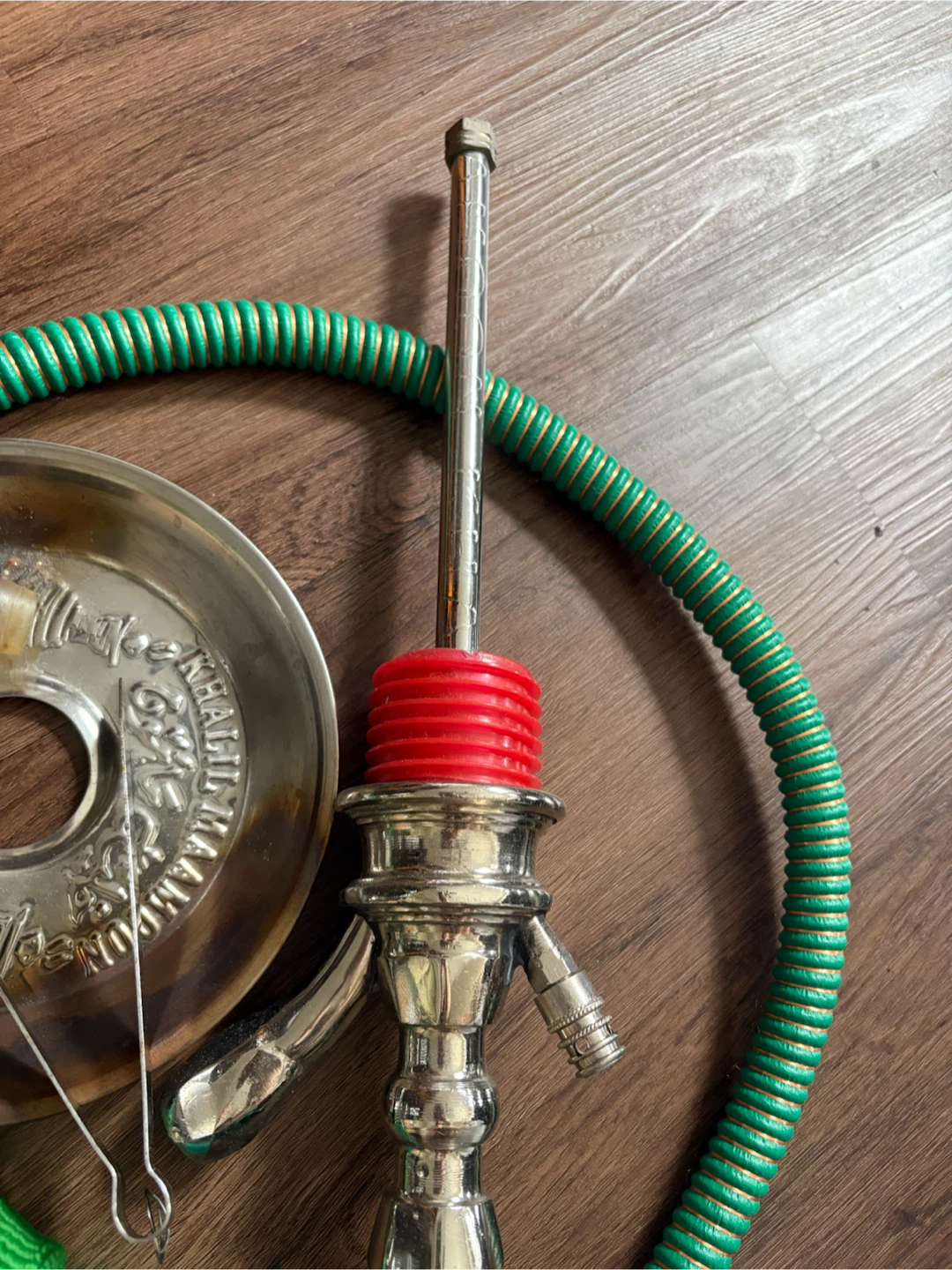 Glass Hookah with Green Hose and Metal Stem - photo 4