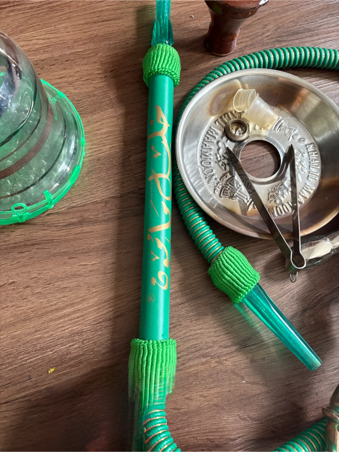 Glass Hookah with Green Hose and Metal Stem - photo 5