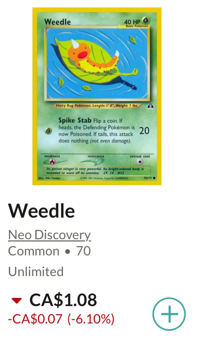 Kabuto + Weedle • Pokémon Neo Discovery Set *** - photo 3