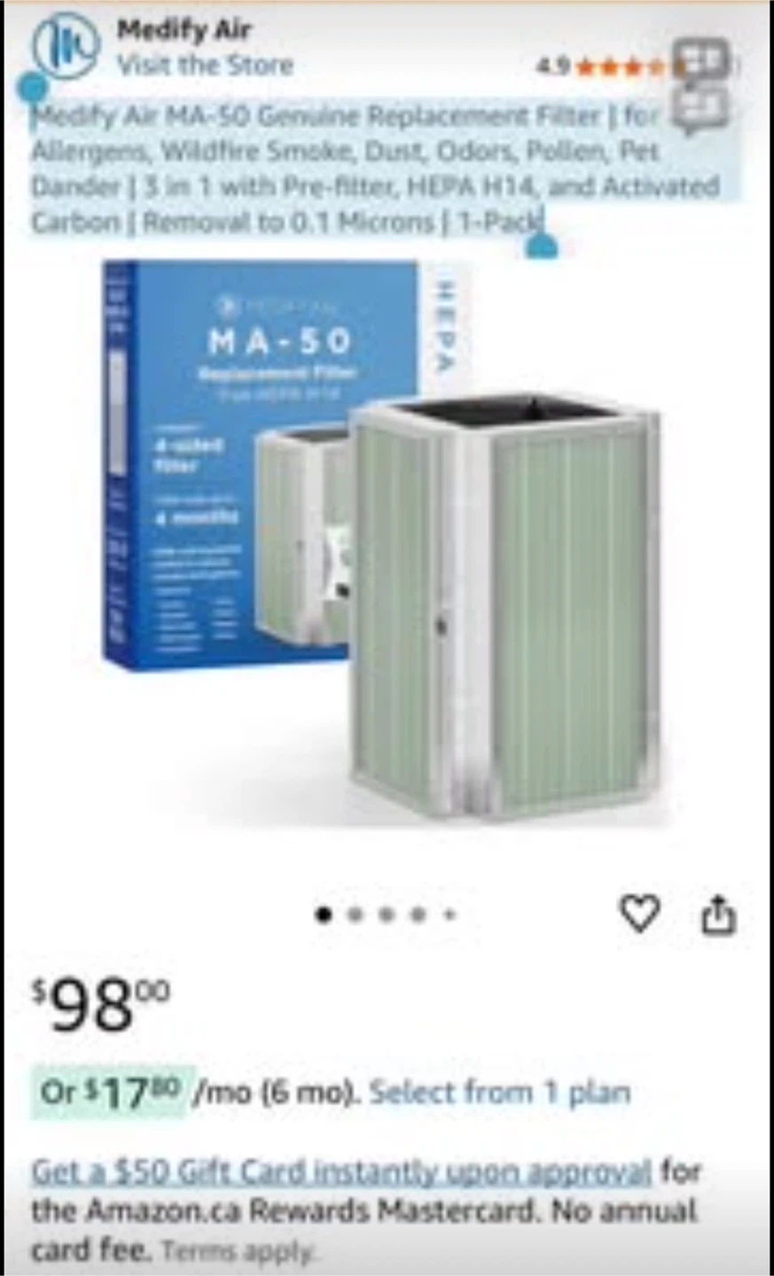 Medify Air MA-50 Replacement Filter
