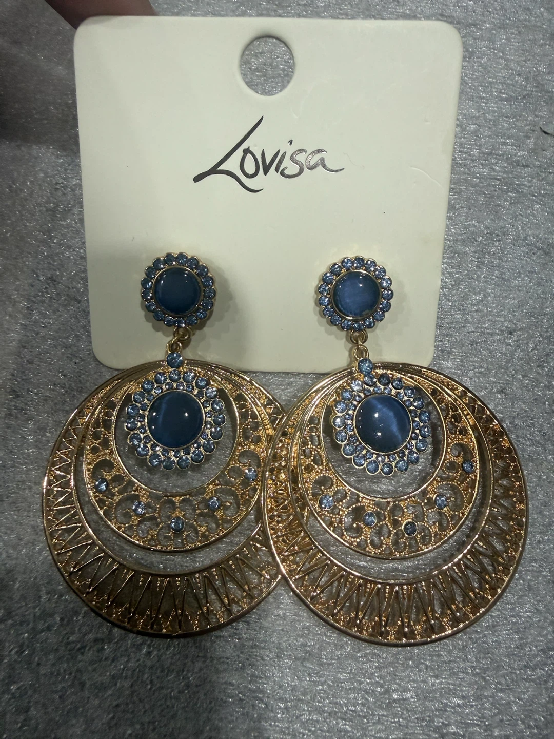 Lovisa Gold Tone Blue Gem Hoop Earrings