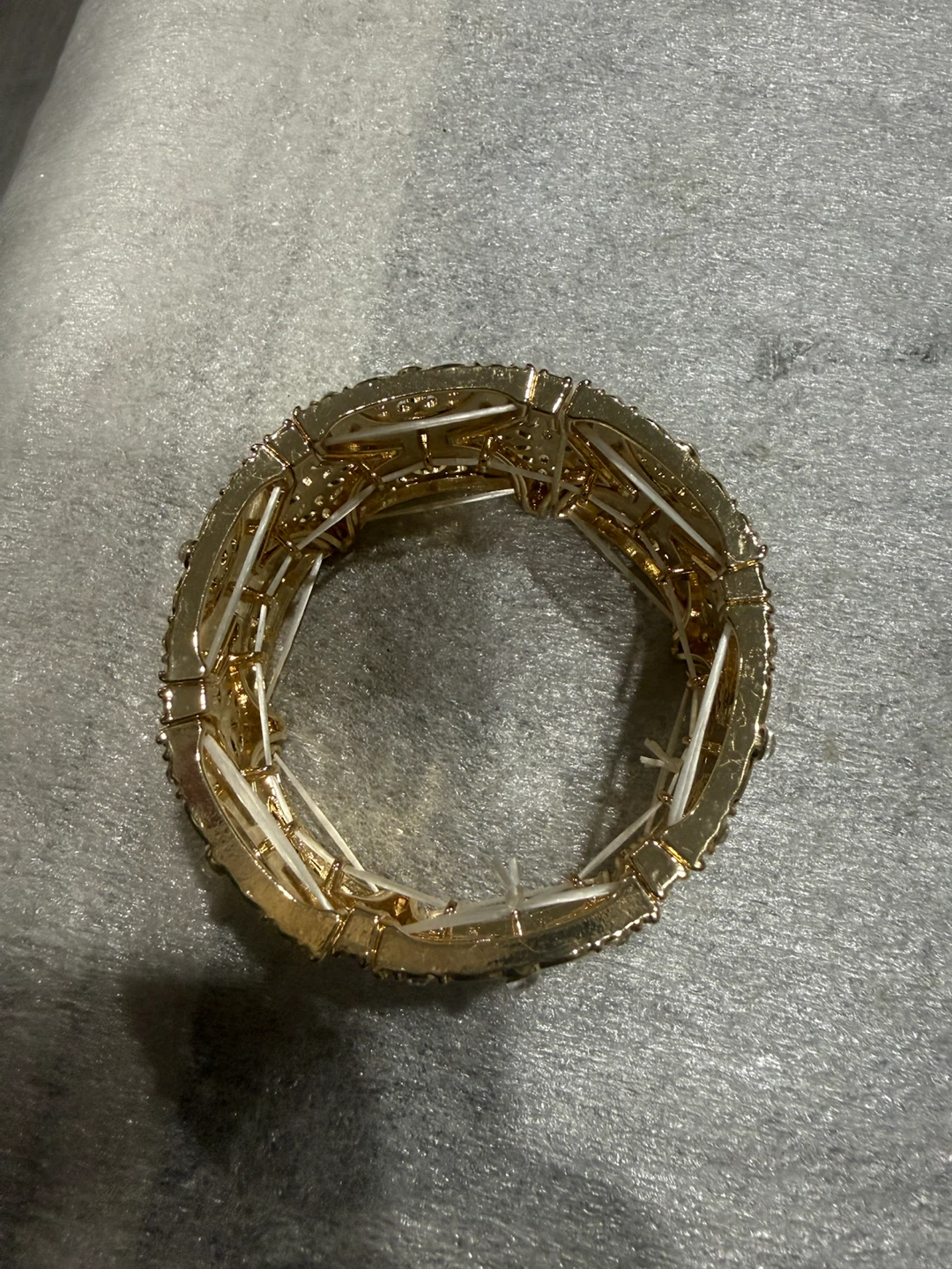 Gold-tone Bangle Bracelet with Rhinestones stretchable - photo 3