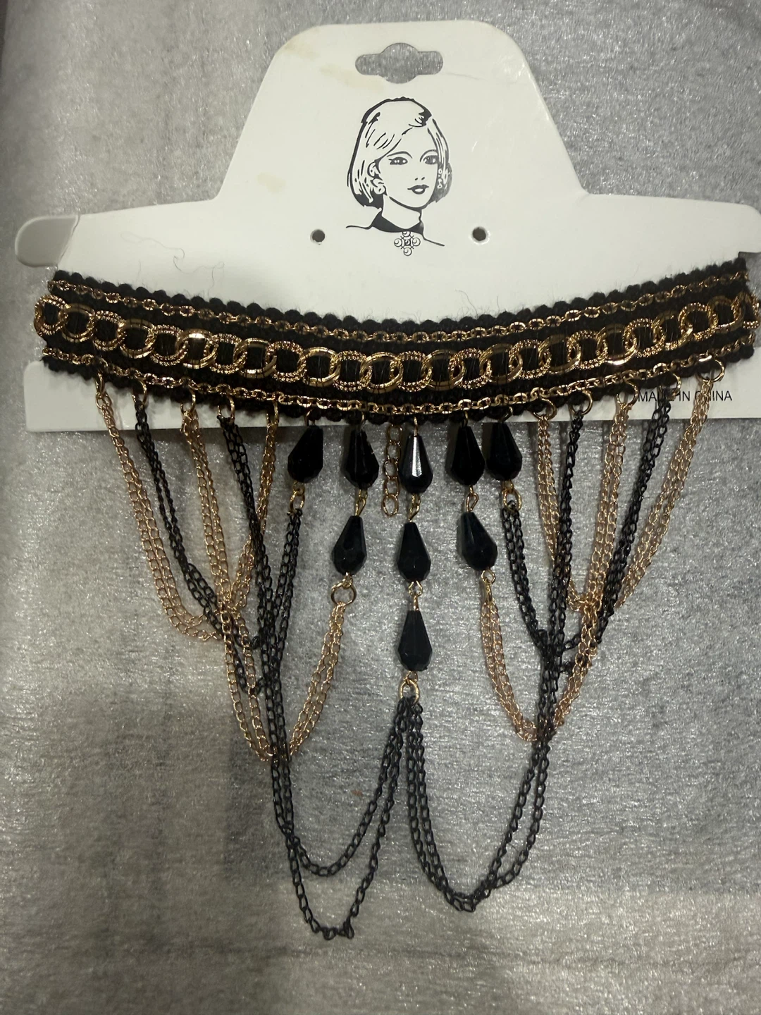 Black and Gold Layered Choker Necklace - photo 2