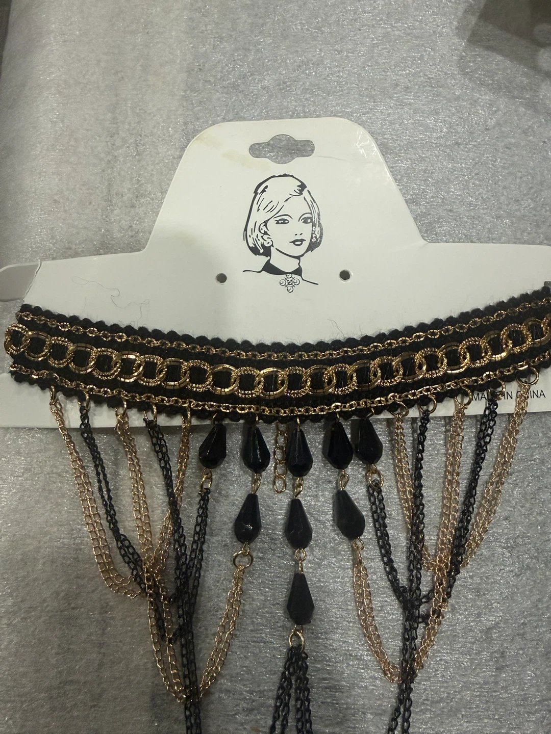 Black and Gold Layered Choker Necklace - photo 3