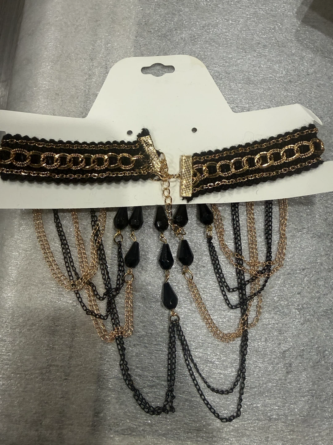 Black and Gold Layered Choker Necklace - photo 4
