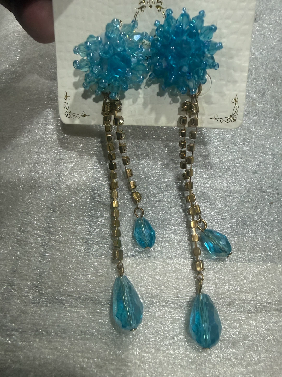Blue Beaded Drop Earrings - photo 2
