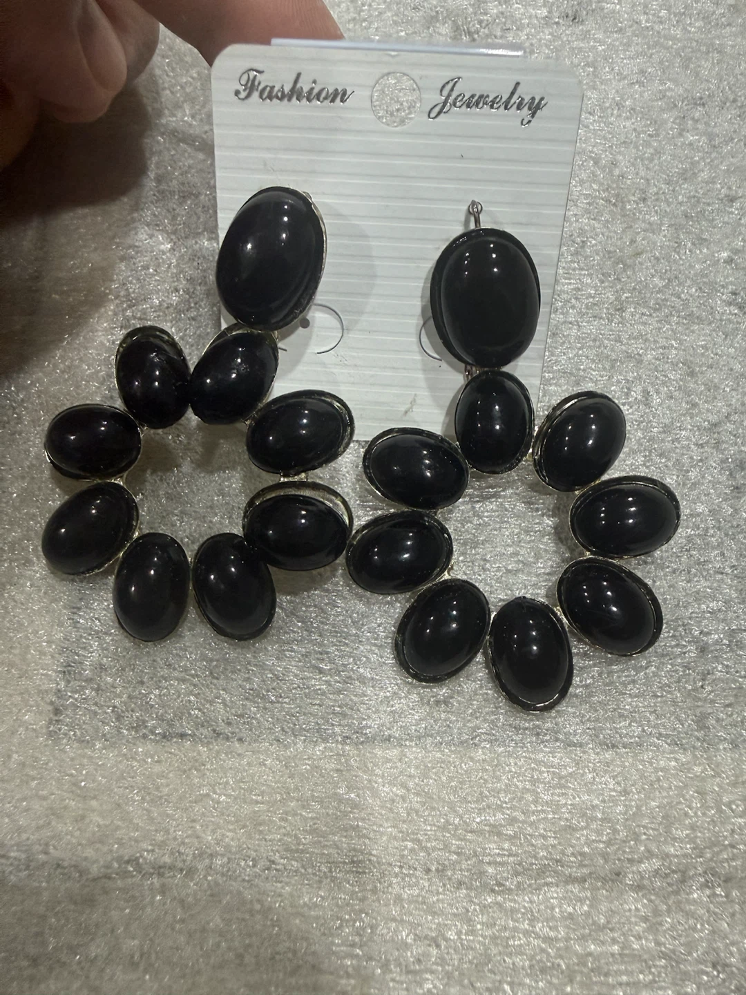 Black Oval Statement Earrings