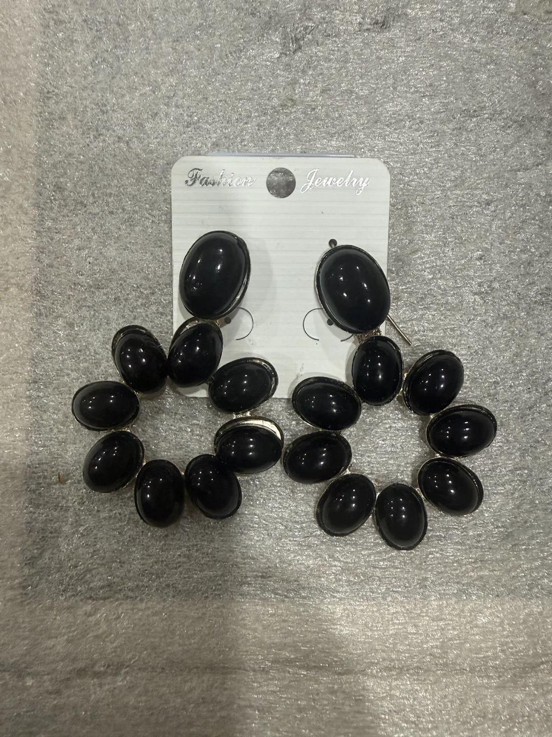 Black Oval Statement Earrings - photo 2