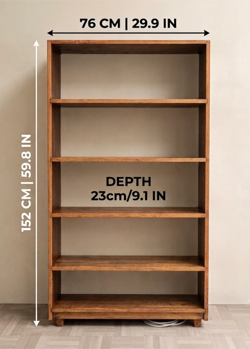 Wooden 5-Shelf Bookshelf - photo 2