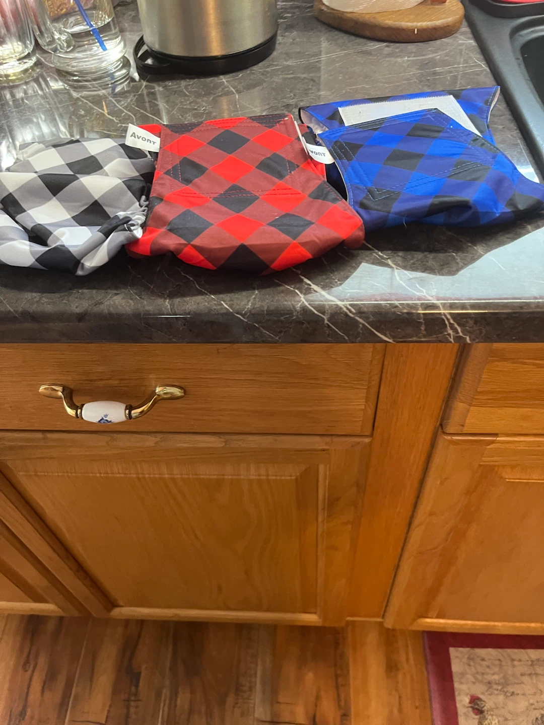 Avont Buffalo Plaid Reusable Shopping Bags Set - photo 2