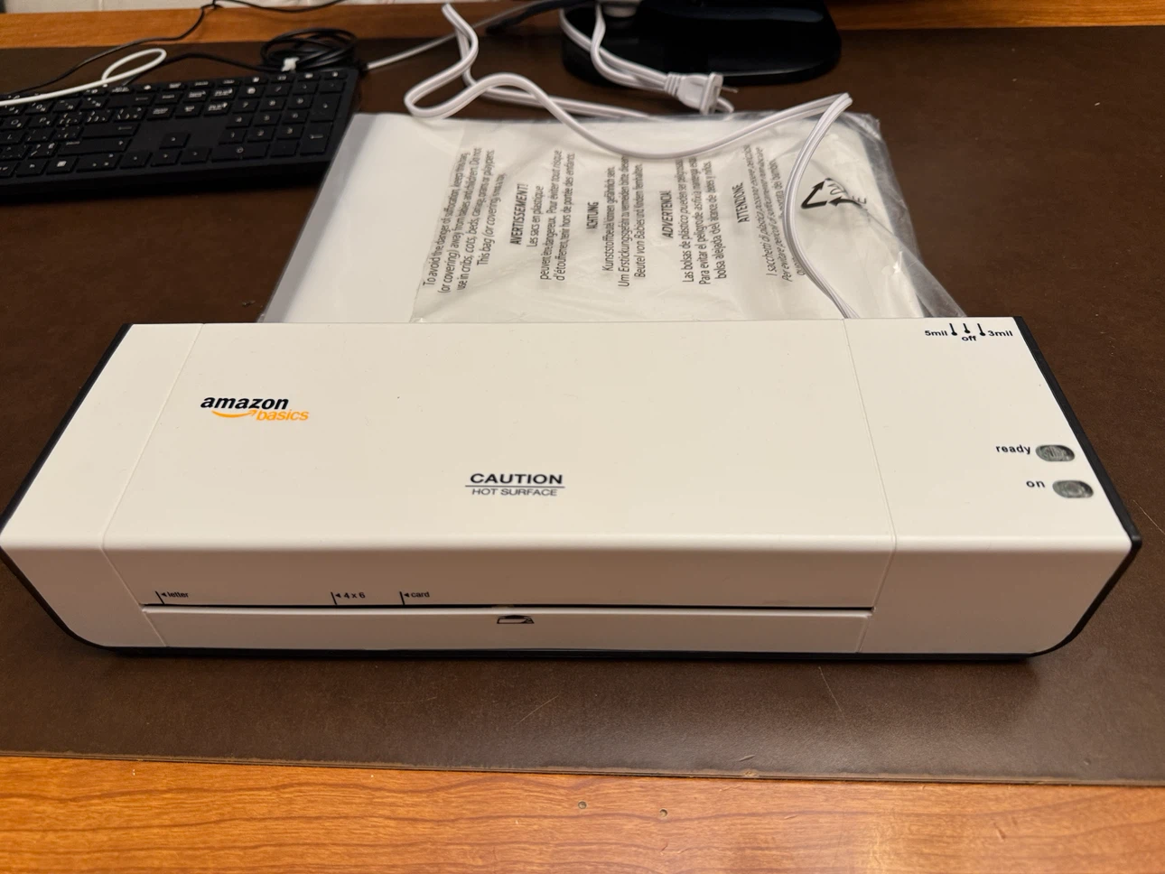 Amazon Basics Thermal Laminator & Letter size Pouch