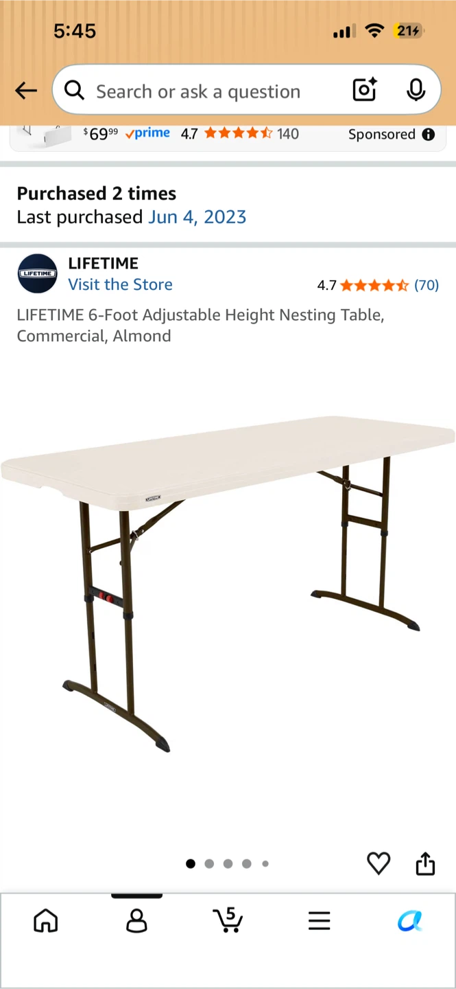 Lifetime 6-Foot Table - photo 5