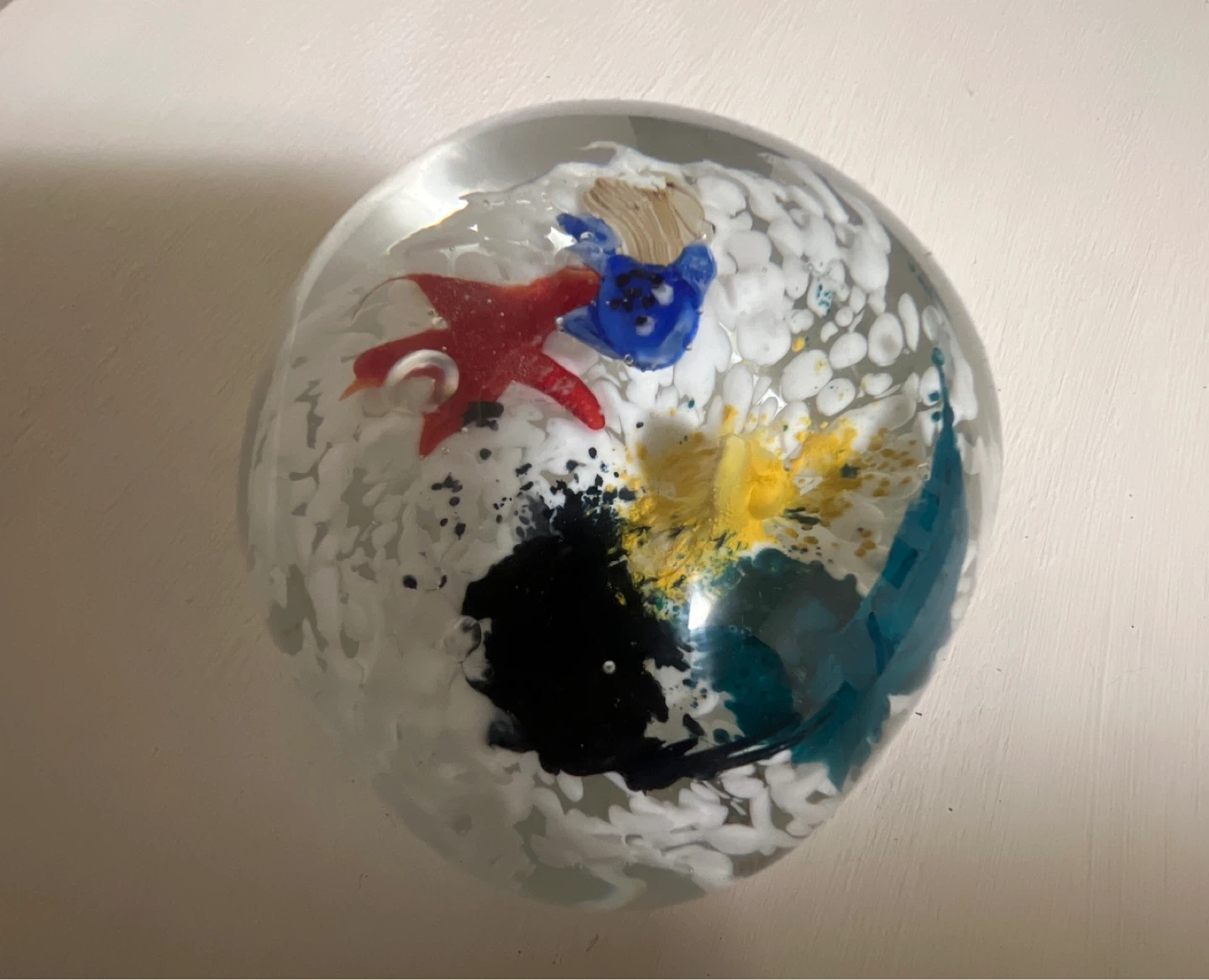 Vintage Art Glass Paperweight & Underwater Design