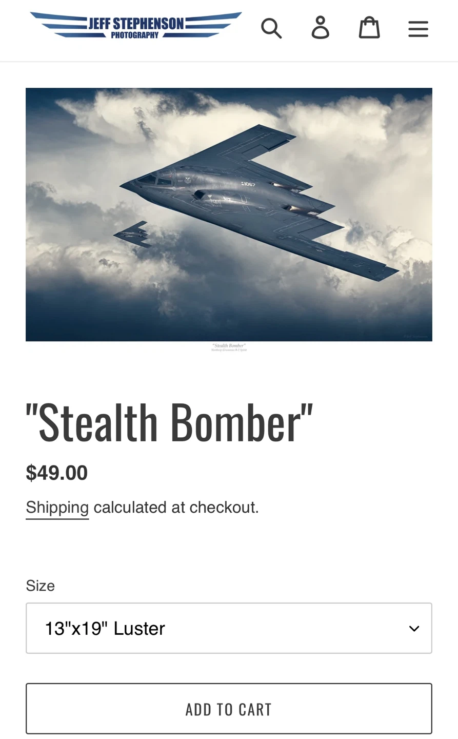 Jeff Stephenson "Stealth Bomber" Original Print - photo 2