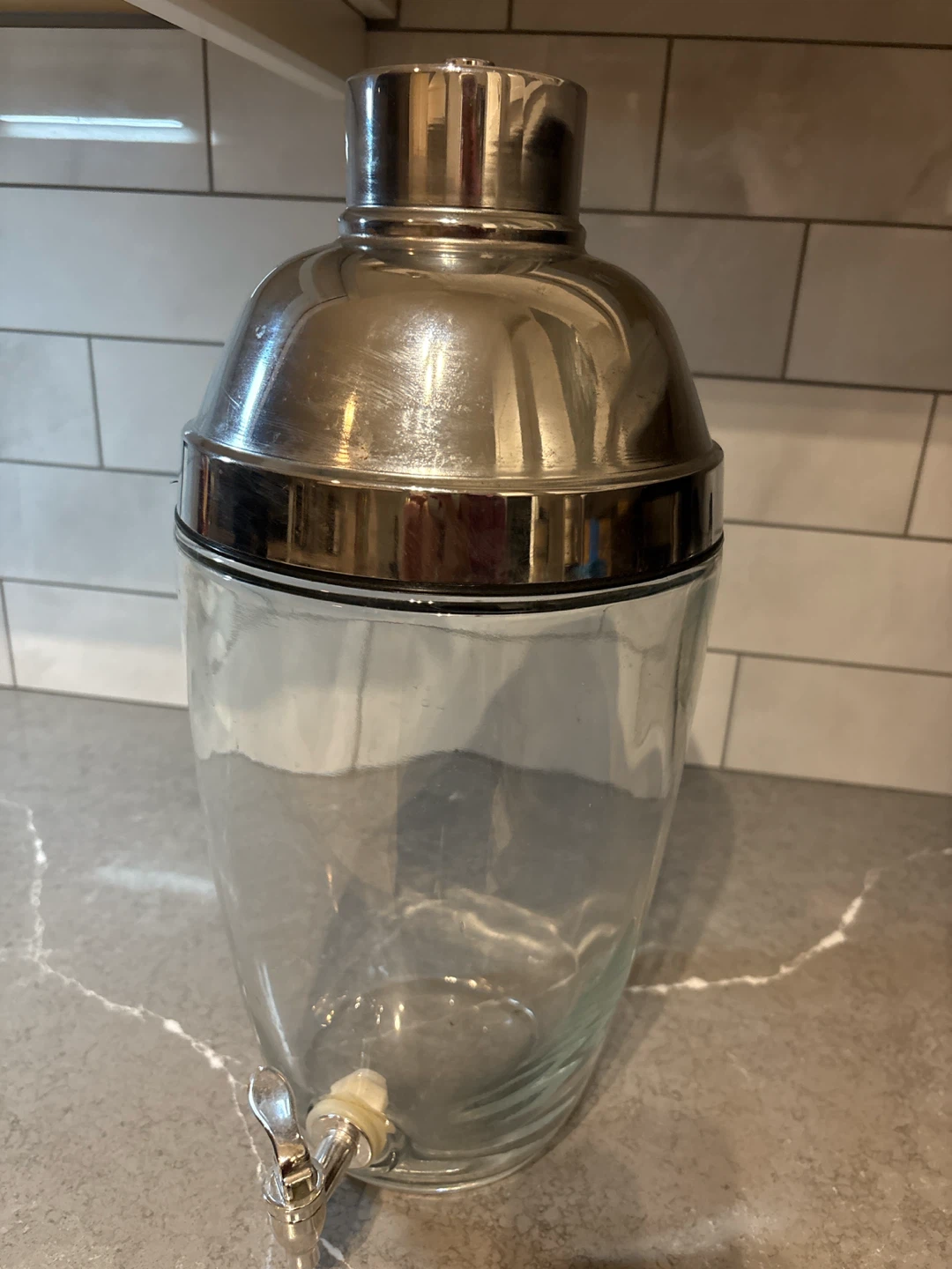 Glass Drink Dispenser with Stainless Steel Lid