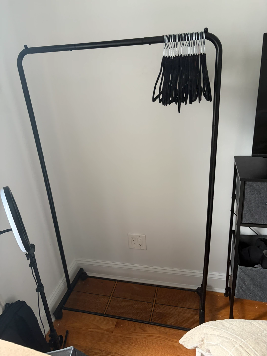 Black Metal Clothing Rack with Bottom Shelf