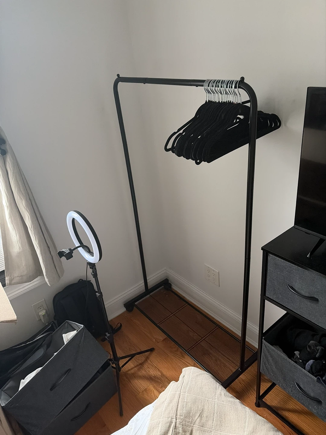 Black Metal Clothing Rack with Bottom Shelf - photo 2