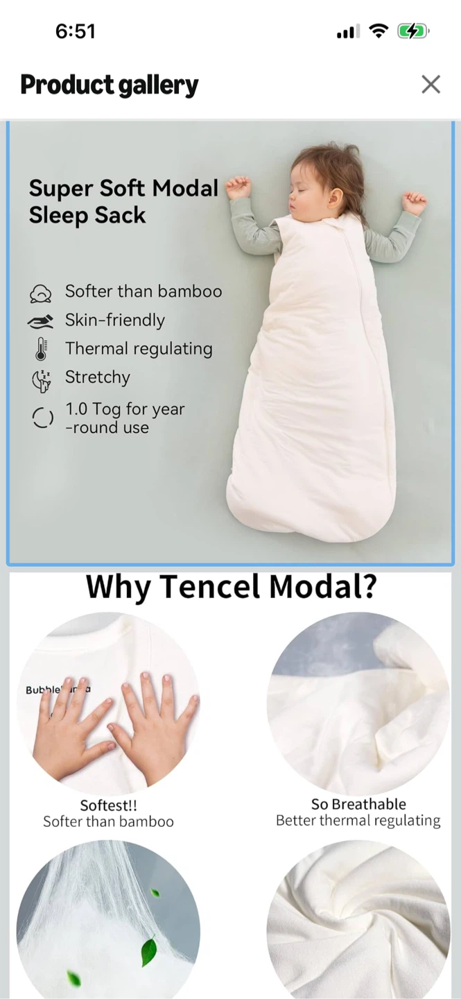 New-BubblePanda Super Soft Modal Sleep Sack - XXL, 1.0 Tog - photo 2
