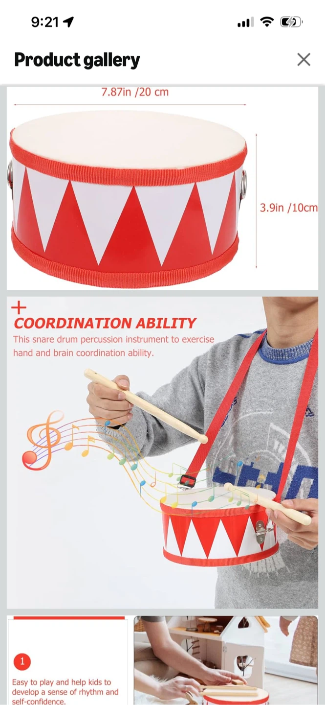 New-Kids Snare Drum Toy with Sticks and Strap - photo 3
