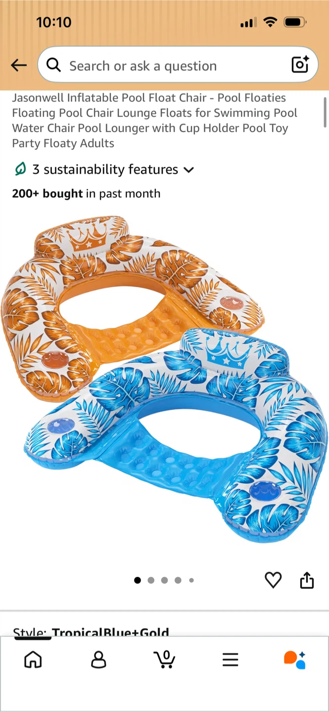 Jasonwell Inflatable Pool Float - Tropical Blue & Gold