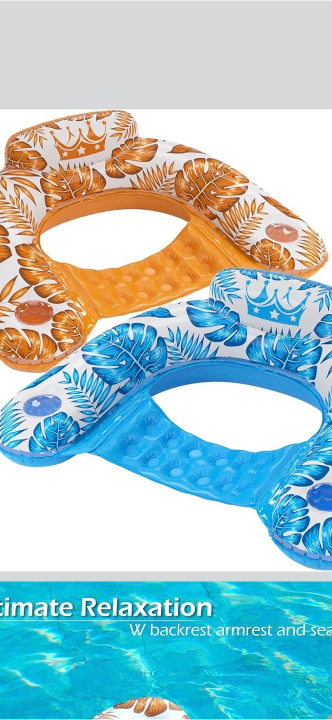Jasonwell Inflatable Pool Float - Tropical Blue & Gold - photo 2