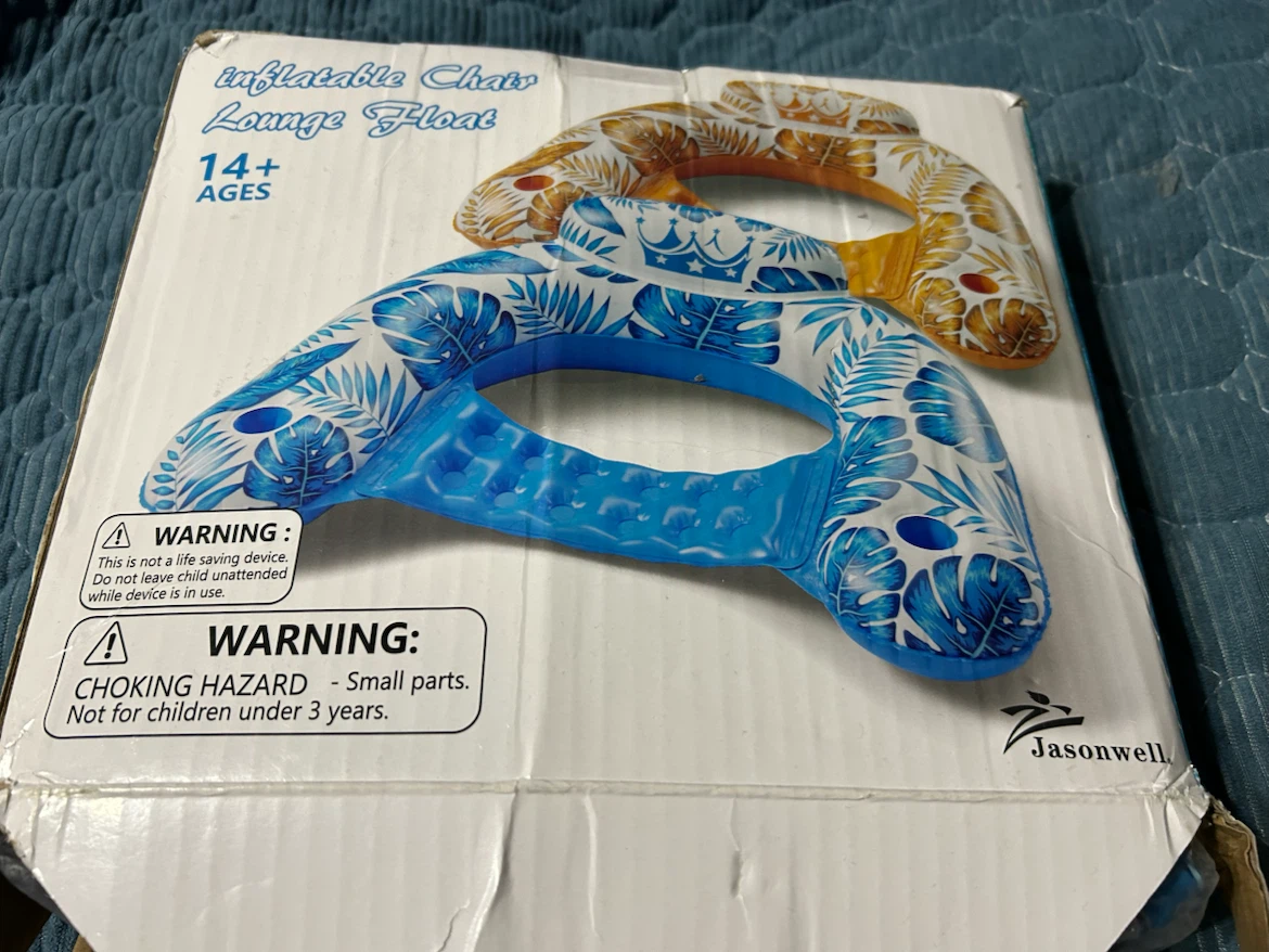 Jasonwell Inflatable Pool Float - Tropical Blue & Gold - photo 3