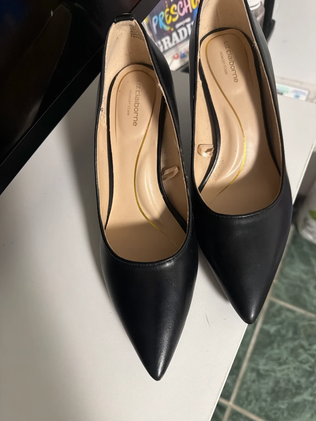 Liz Claiborne Black Faux Leather Heels