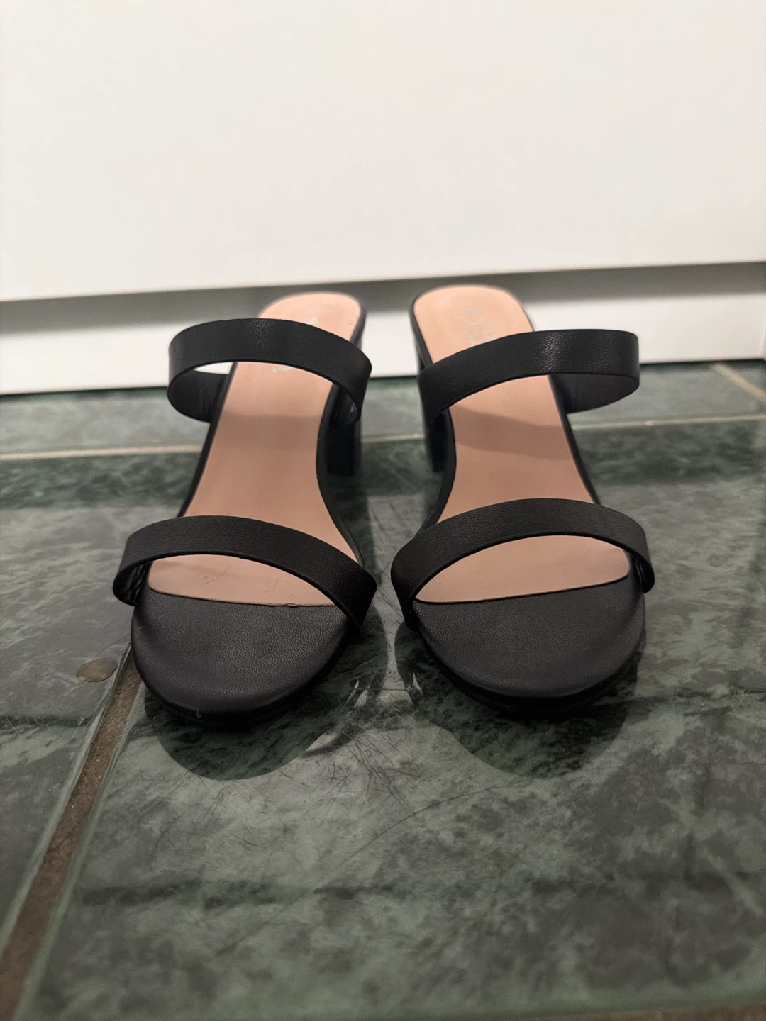 Black Double Strap Block Heels - D'Lish size 6