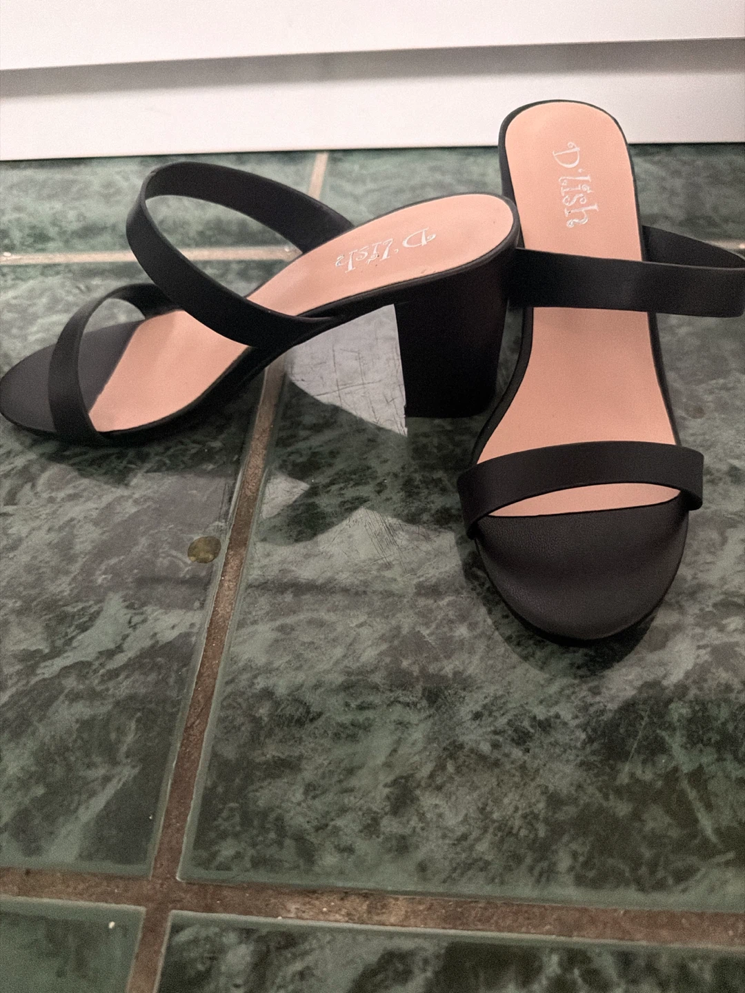 Black Double Strap Block Heels - D'Lish size 6 - photo 2