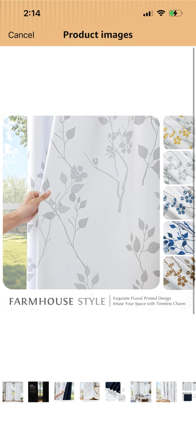 New- 2 panels Farmhouse Style Floral Print Curtains - photo 3