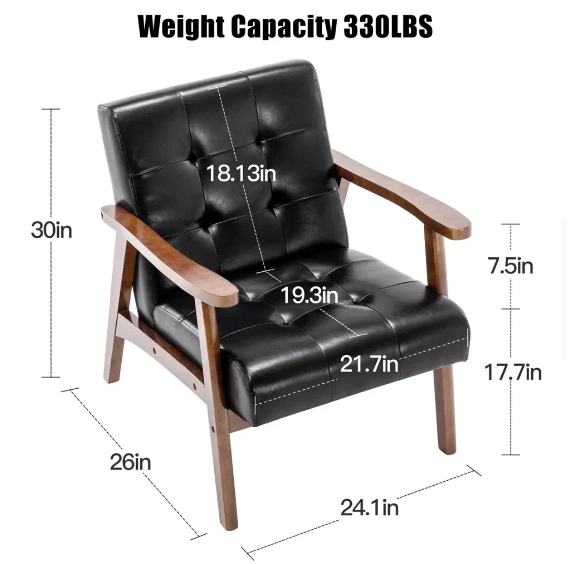 Black Armchair with Wooden Frame - photo 4