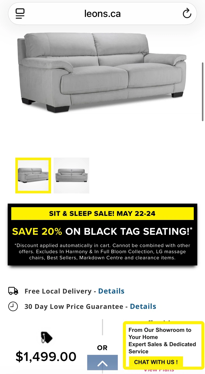 Couch  (Silver Grey from  Leon's ) - photo 4