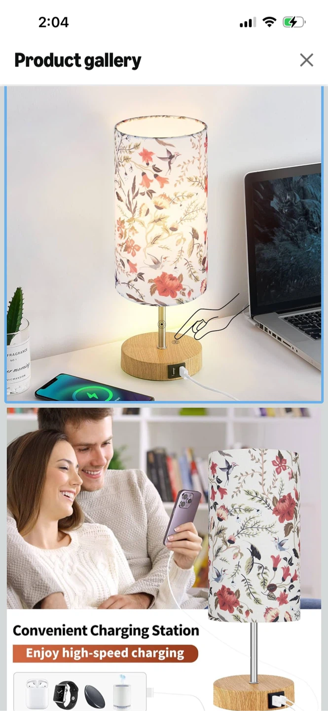 New-Floral Touch Control Desk Lamp with USB Ports - photo 4