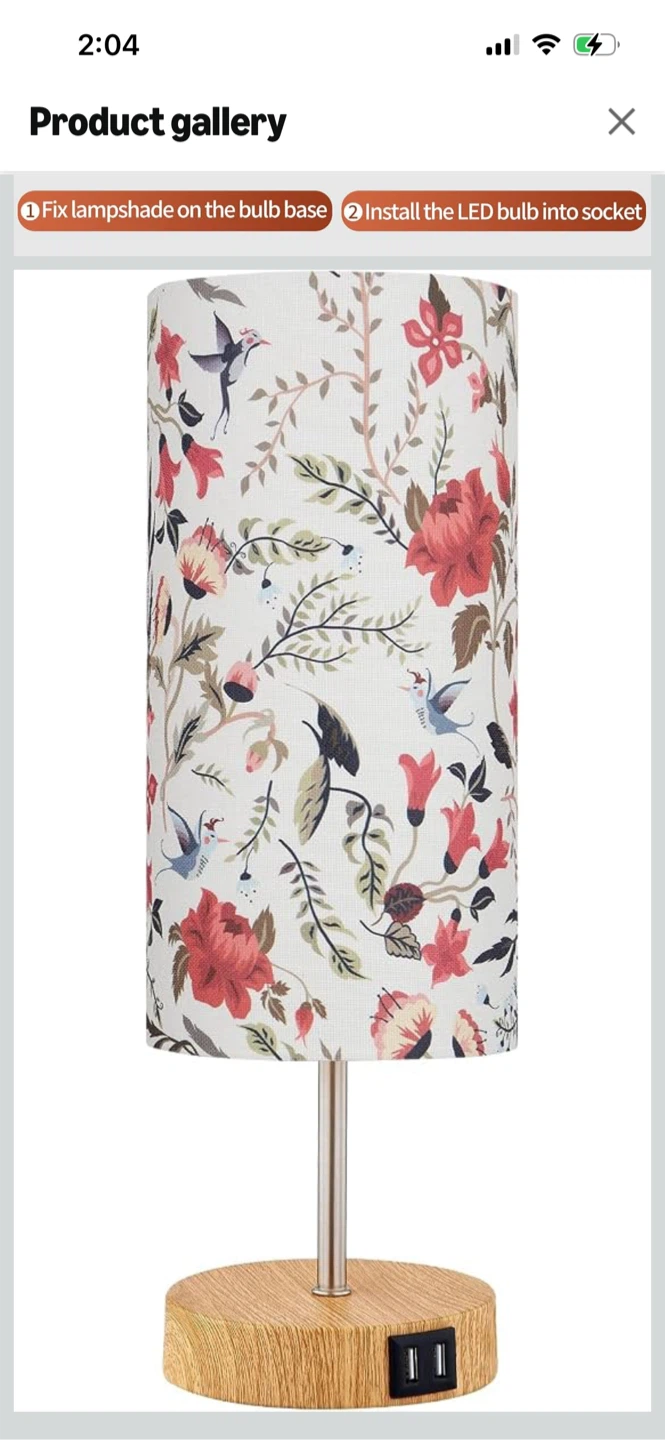 New-Floral Touch Control Desk Lamp with USB Ports - photo 5
