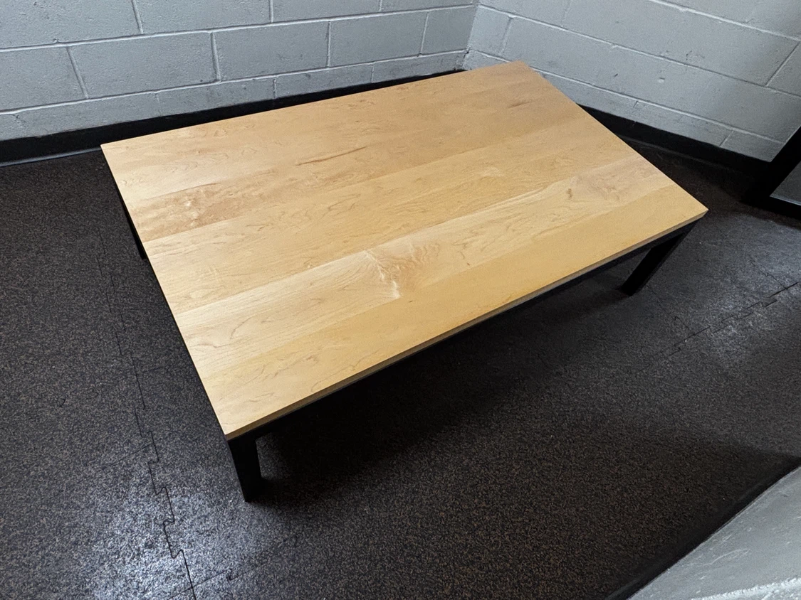 Room & Board Light Wood Coffee Table with Black Metal Legs