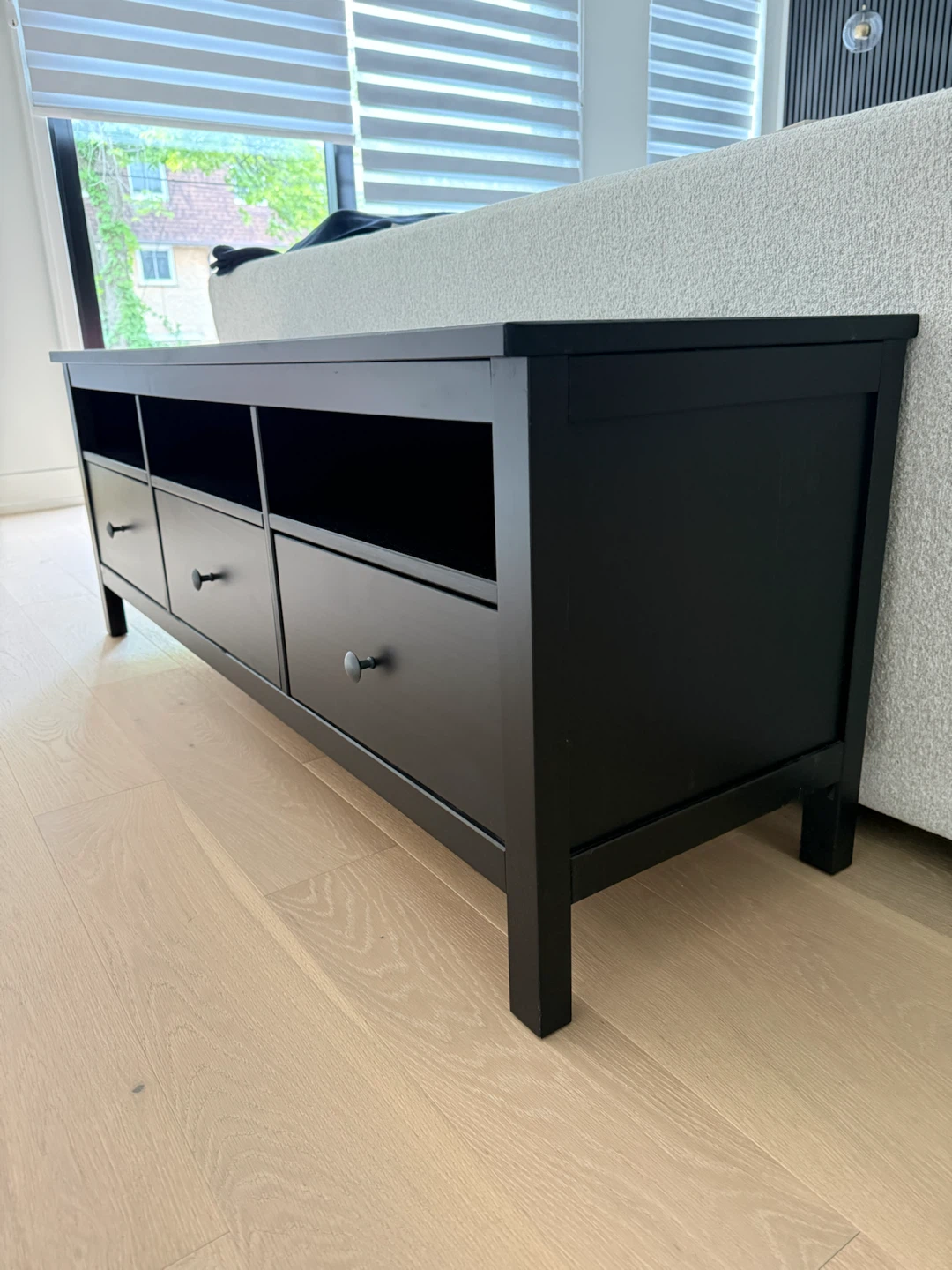 Black TV Stand with Drawers and Shelves