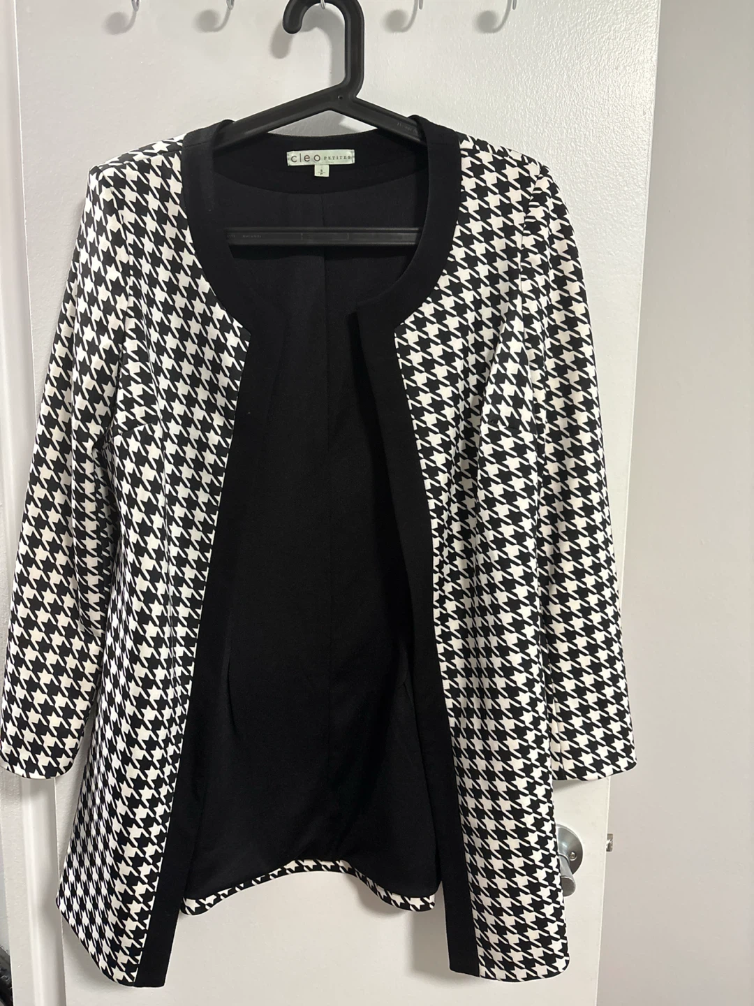 Cleo Petite Houndstooth Open Front Jacket