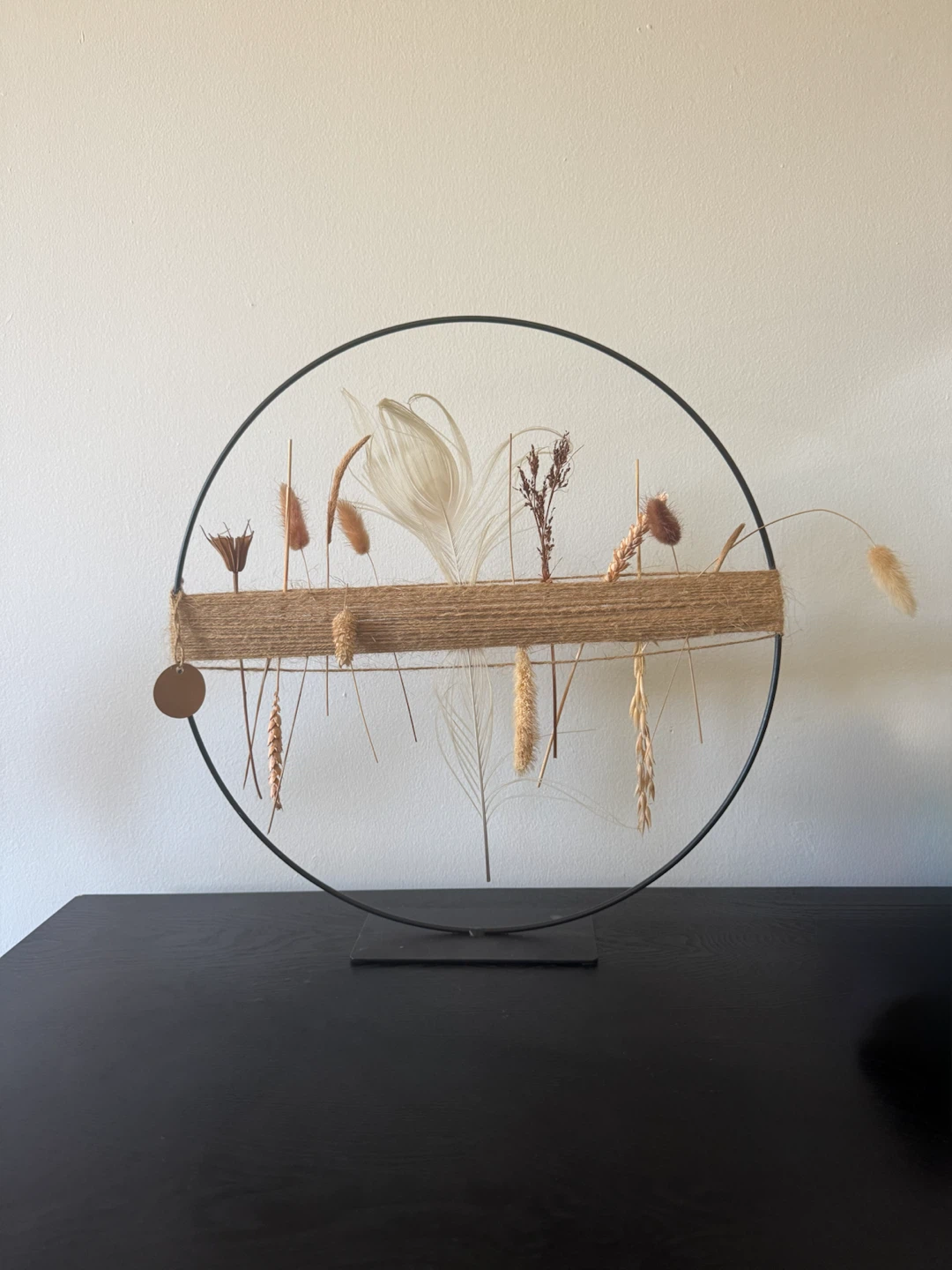 Dried Floral Arrangement Circular Metal Frame