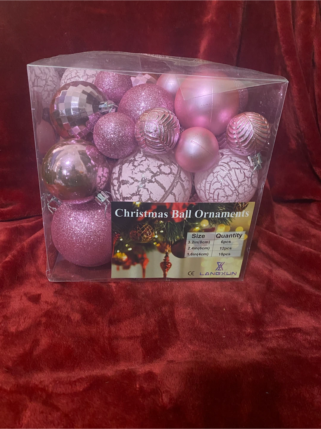 2 packs of 100 Pink Mini Lights Set & Christmas Ornaments