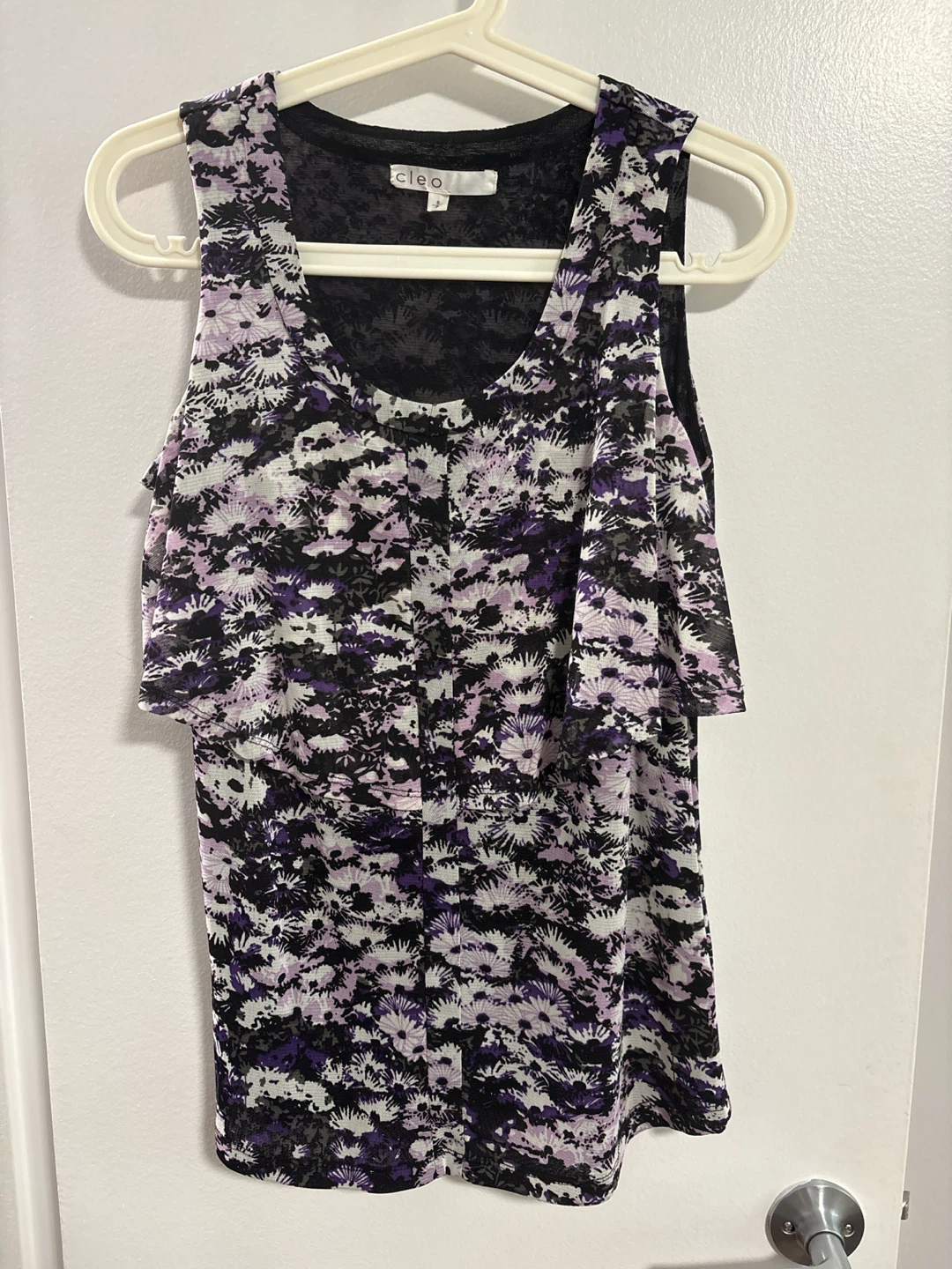 Cleo Women's Floral Print Tank Top - Purple/White