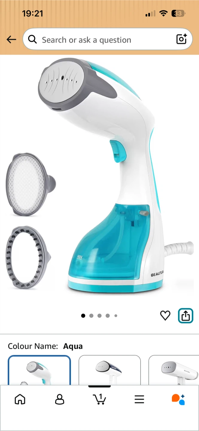 BEAUTURTLE Portable Garment Steamer - Aqua