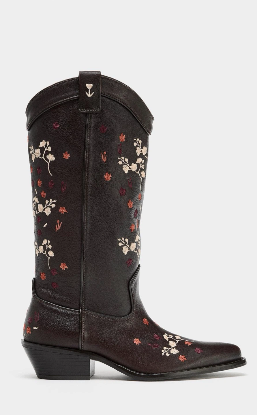 Brown Embroidered Leather Cowboy Boots - photo 2