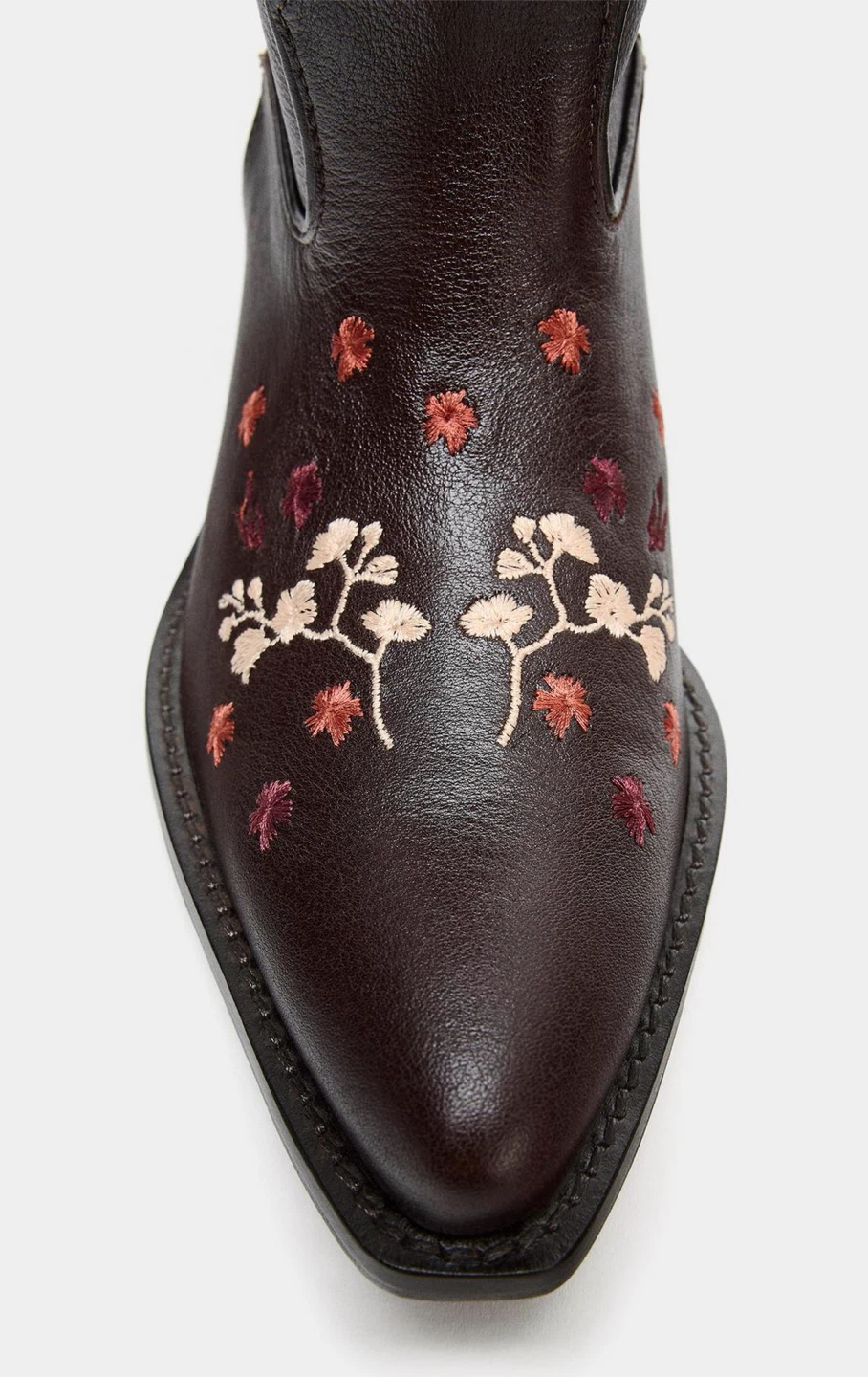 Brown Embroidered Leather Cowboy Boots - photo 3