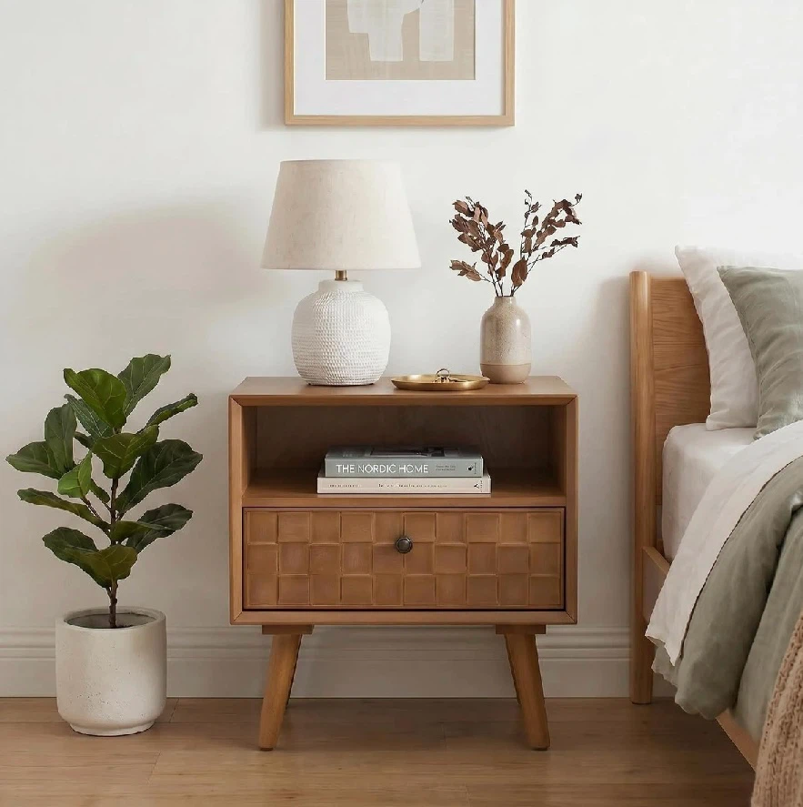 Brand New in Box Nightstand with Drawer and Open Shelf