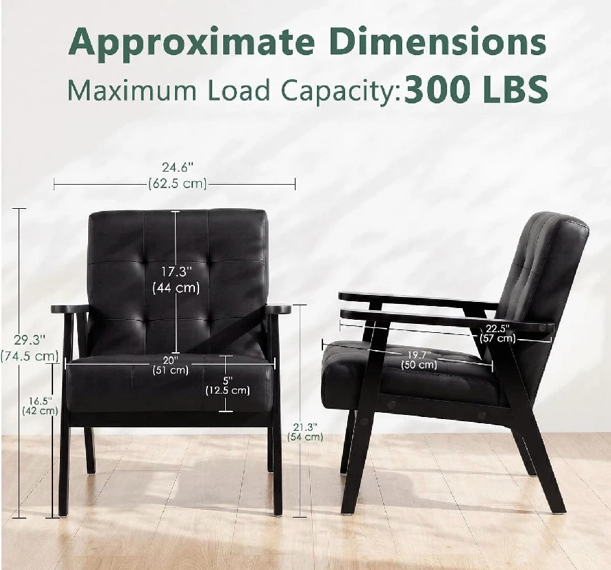New in Box Leather Accent Chair, Black - photo 2