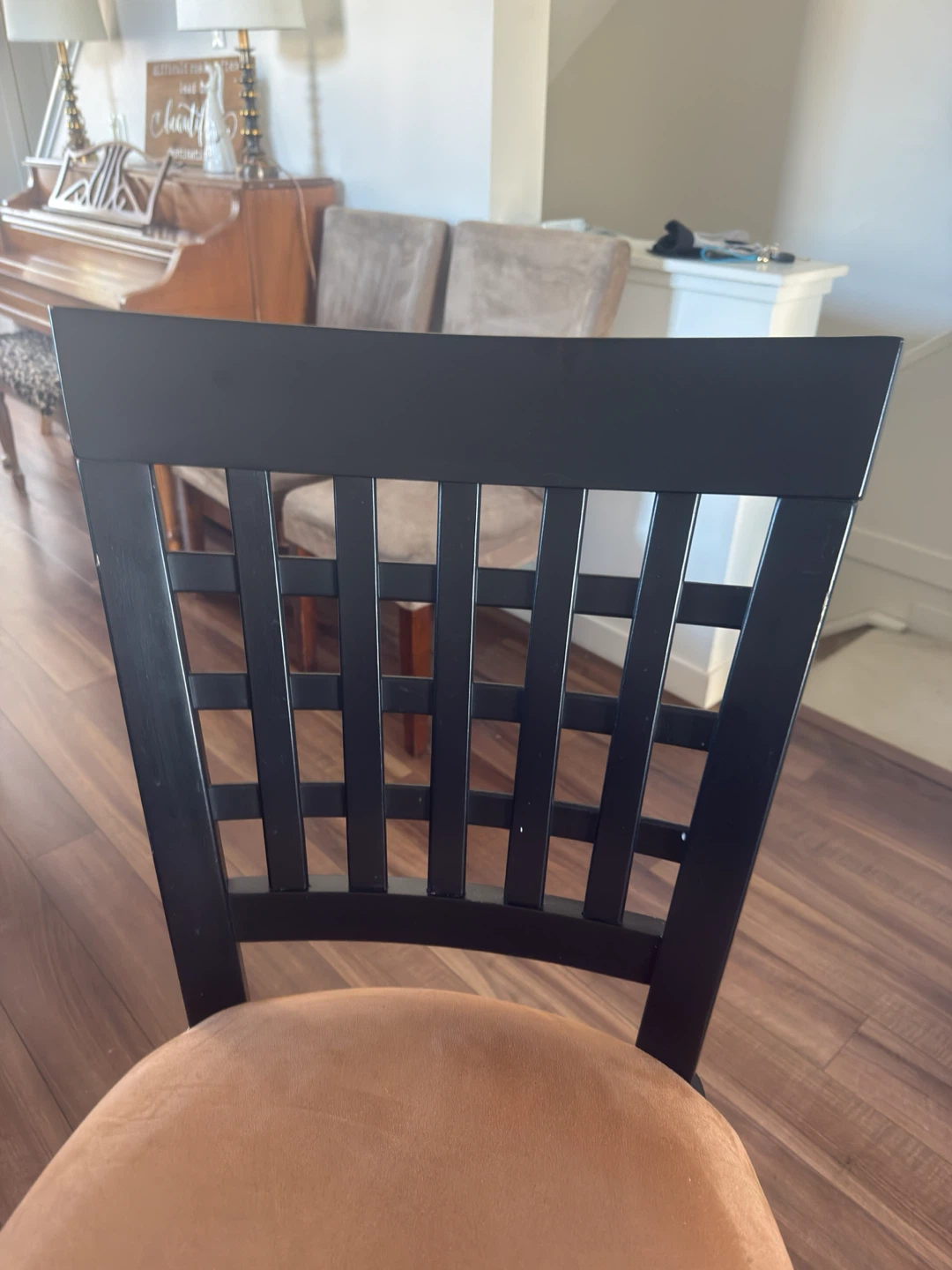 Black Swivel Bar Stool with Tan Seat - photo 3