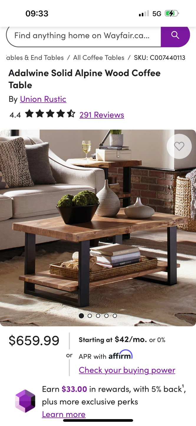 Adalwine Solid Alpine Wood Coffee Table by Union Rustic - photo 5