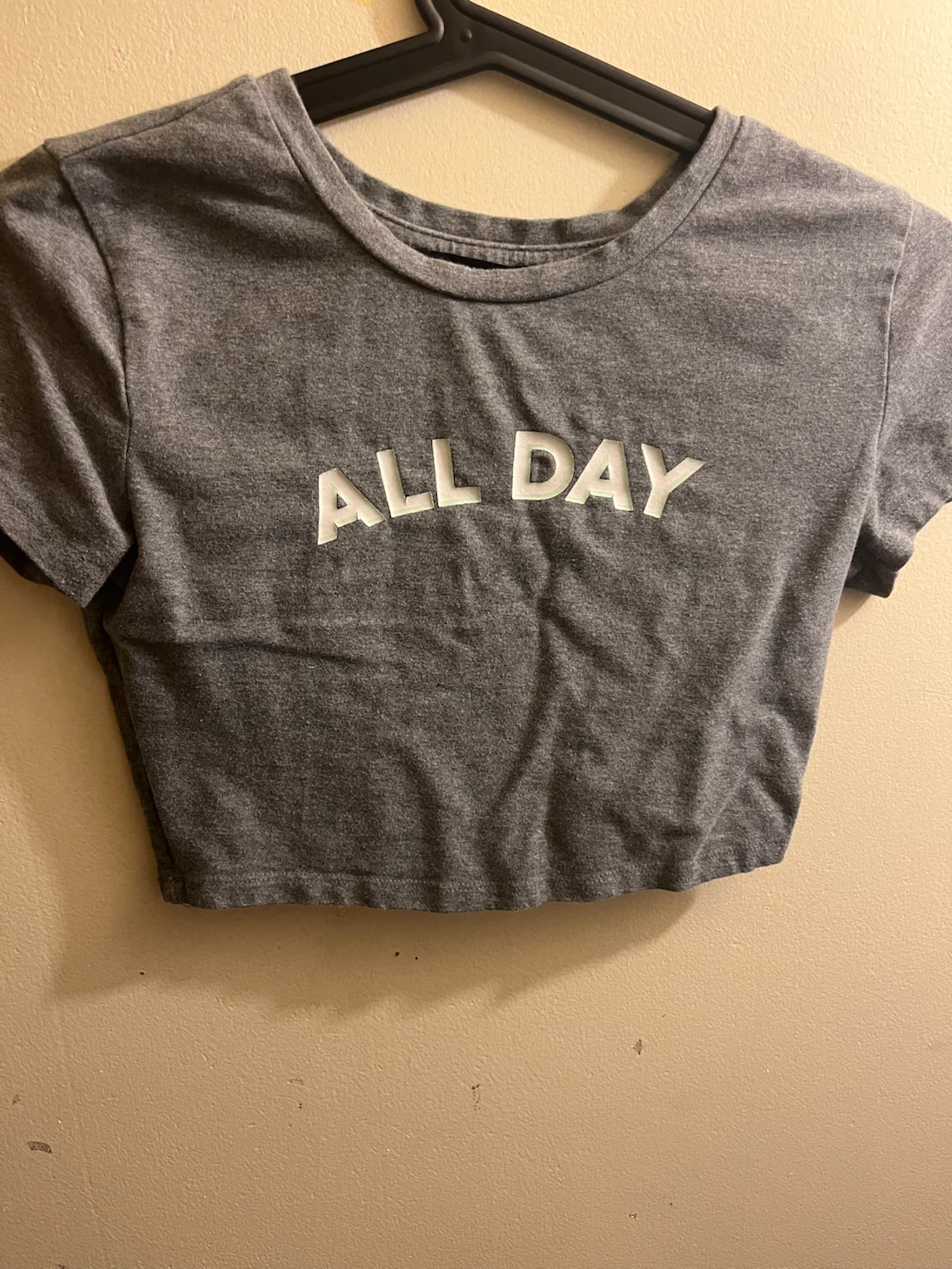 Forever 21 "ALL DAY" Crop Top - Grey - Size S