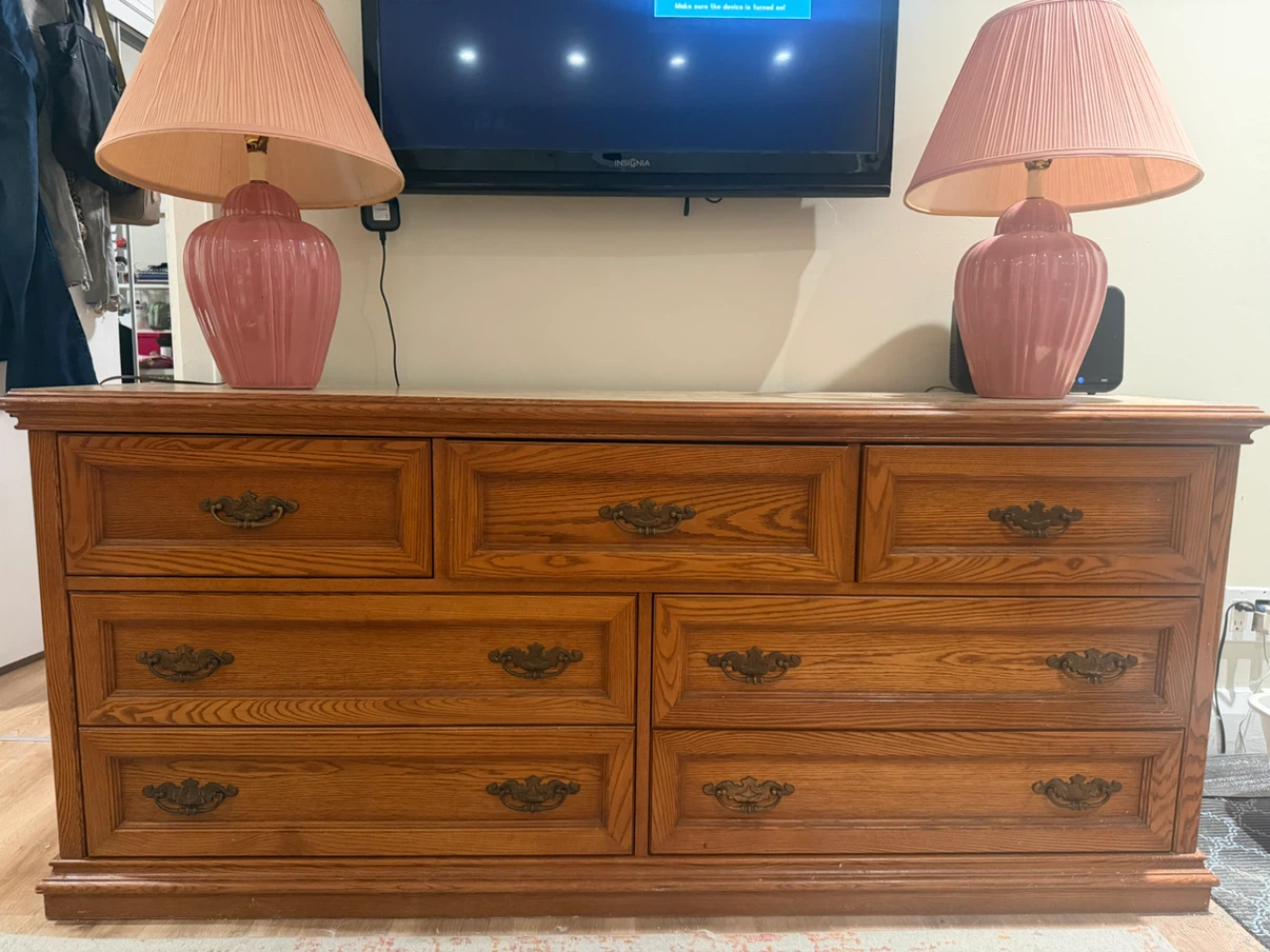 Vintage Wooden Dresser with 7 Drawers