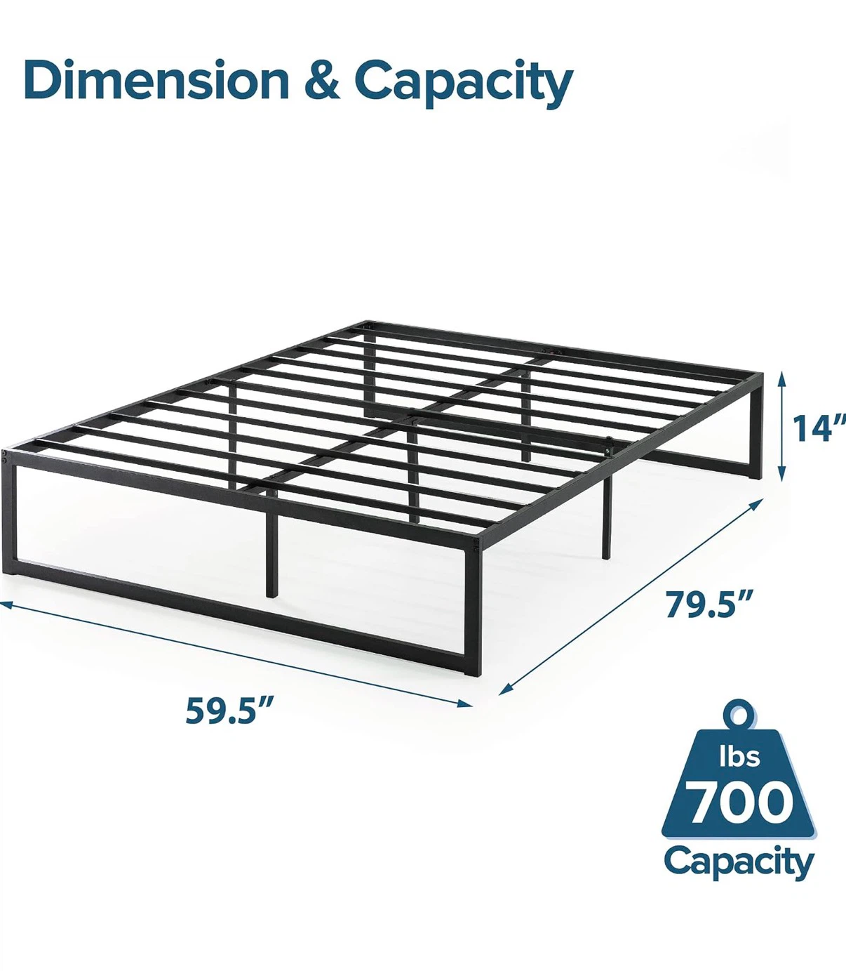 Black Metal Queen Bed Frame - photo 2